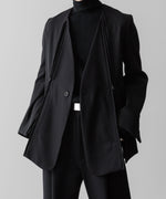 画像をギャラリービューアに読み込む, SUBLATIONS サブレーションズのHEAVY WOOL NO COLLAR PRISONER JACKET - BLACKの公式通販サイトsession福岡セレクトショップ
