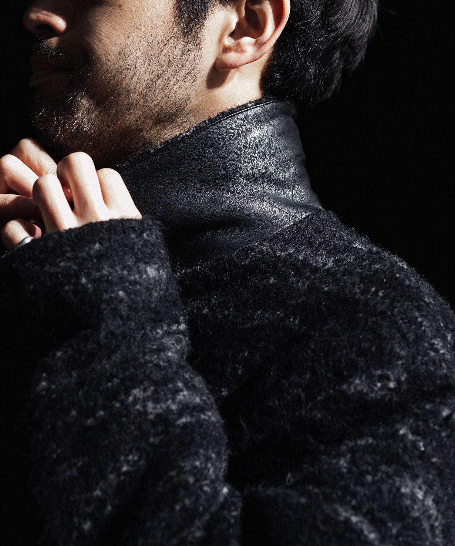 INTÉRIM - インテリムのDOUBLE FACE HAIRY BABY LAMA WOOL SPORTS JACKETのRAW BLACK公式通販サイトsession福岡セレクトショップ