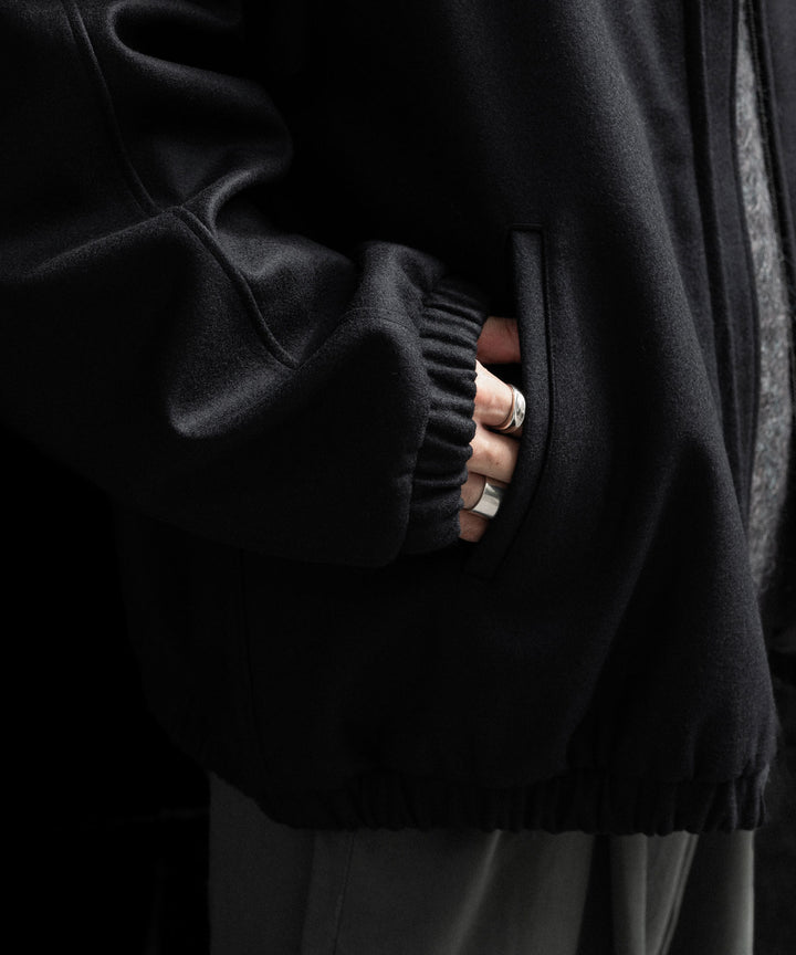 【ssstein】MELTON OVERSIZED ZIP JACKET - BLACK