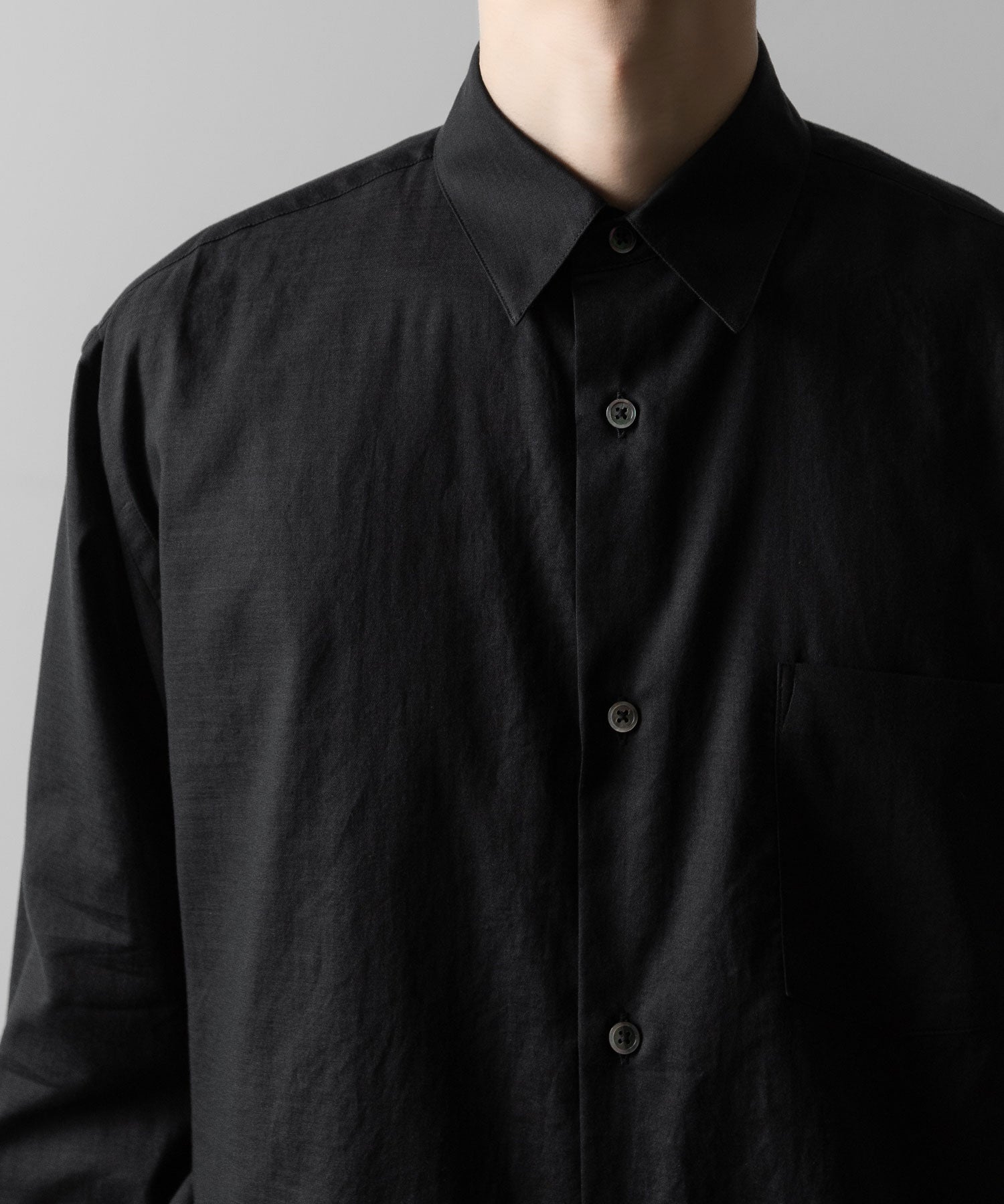 ssstein(シュタイン)のC/SI TWILL OVERSIZED REGULAR COLLAR SHIRT - BLACKの公式通販サイトsession福岡セレクトショップ