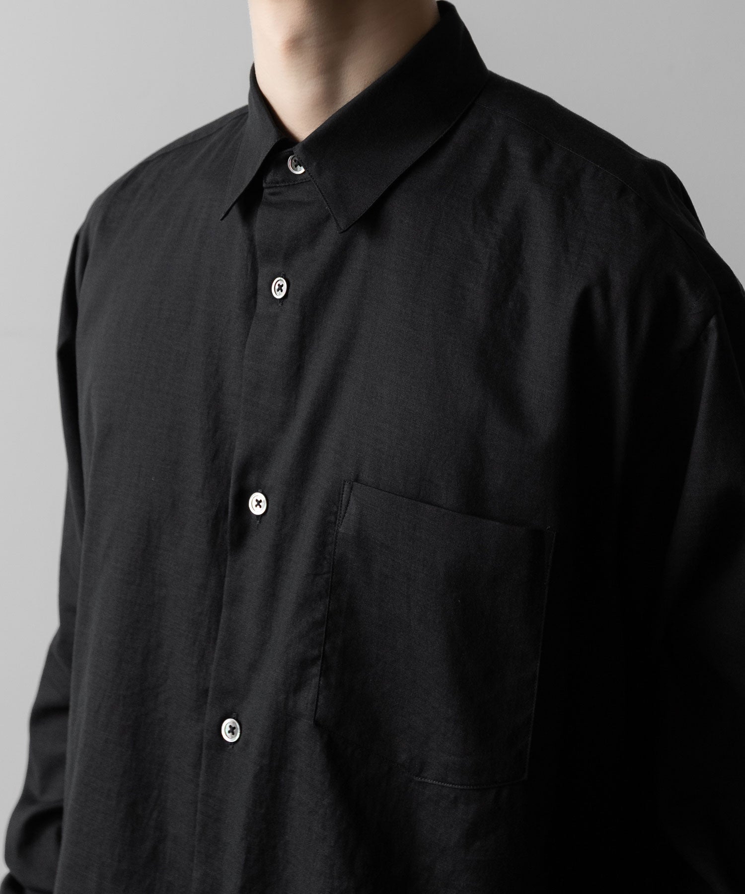 ssstein(シュタイン)のC/SI TWILL OVERSIZED REGULAR COLLAR SHIRT - BLACKの公式通販サイトsession福岡セレクトショップ