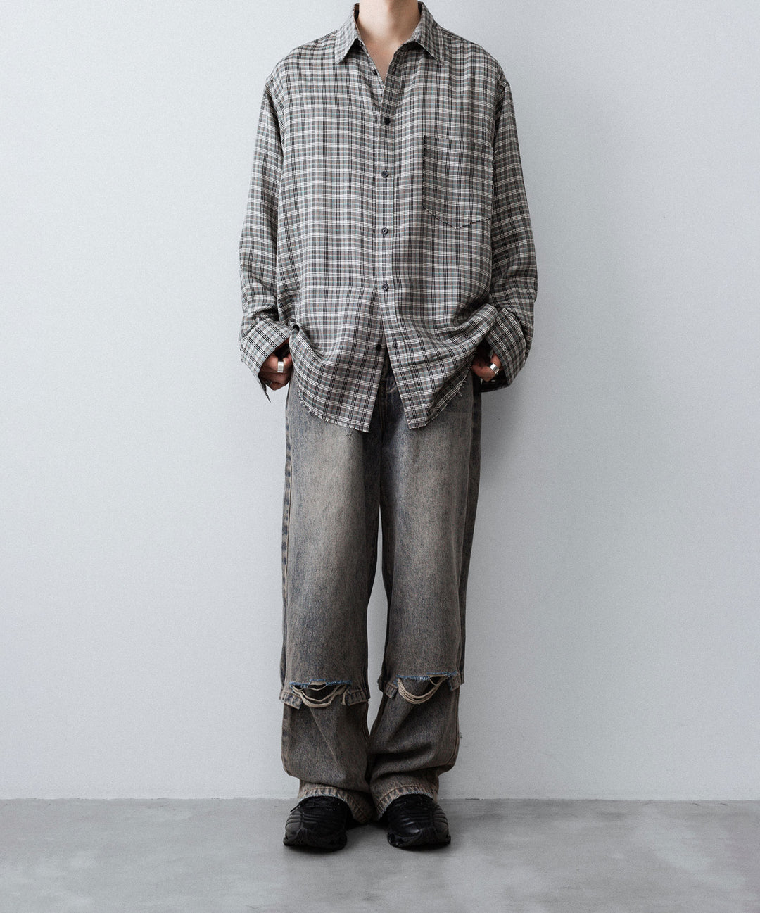 CODA コーダ GREY CHECK VISCOSE RAW EDGES SHIFT SHIRT - GREY CHECK 公式通販サイトsession福岡セレクトショップ