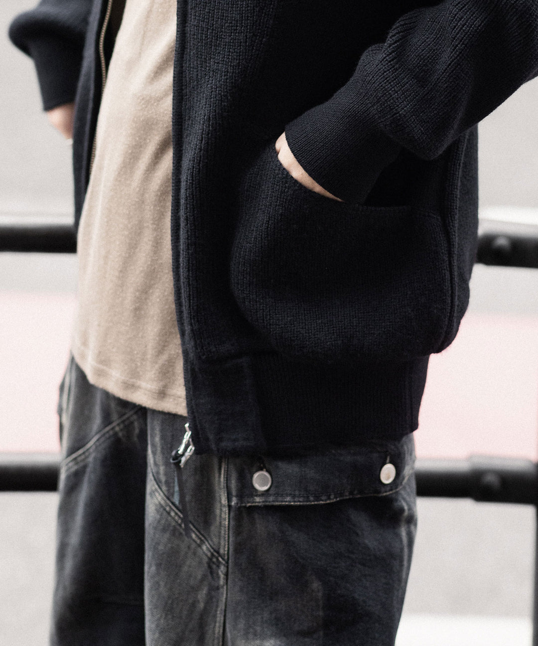 ANTHEM A アンセムエー BULKY WOOL KNIT ZIP BLOUSONのBLACK 公式通販サイトsession福岡セレクトショップ