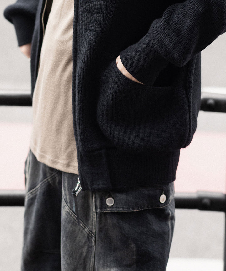 ANTHEM A アンセムエー BULKY WOOL KNIT ZIP BLOUSONのBLACK 公式通販サイトsession福岡セレクトショップ