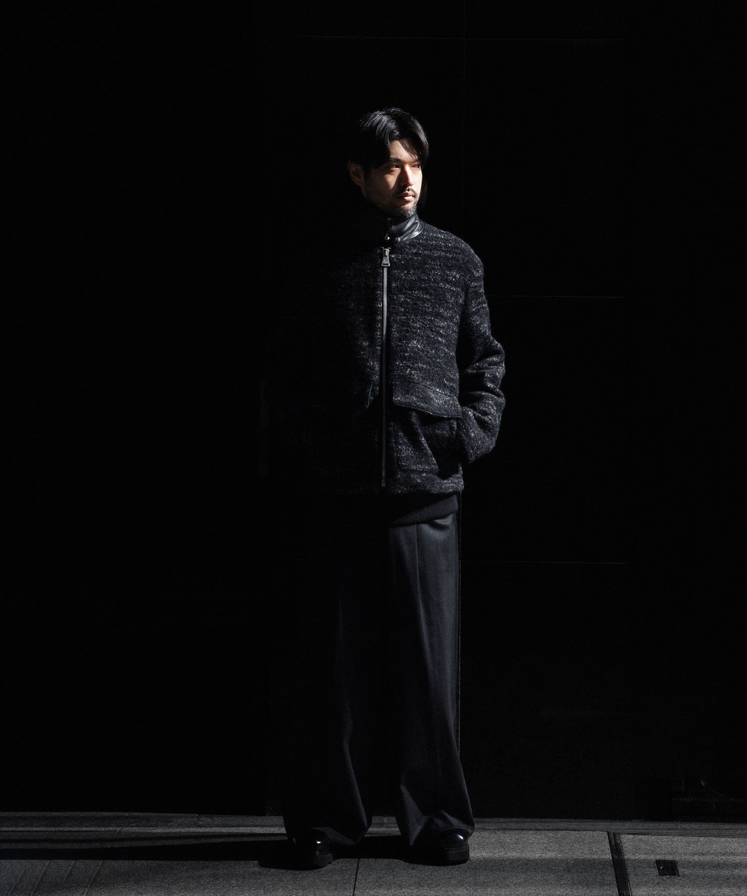 INTÉRIM - インテリムのDOUBLE FACE HAIRY BABY LAMA WOOL SPORTS JACKETのRAW BLACK公式通販サイトsession福岡セレクトショップ