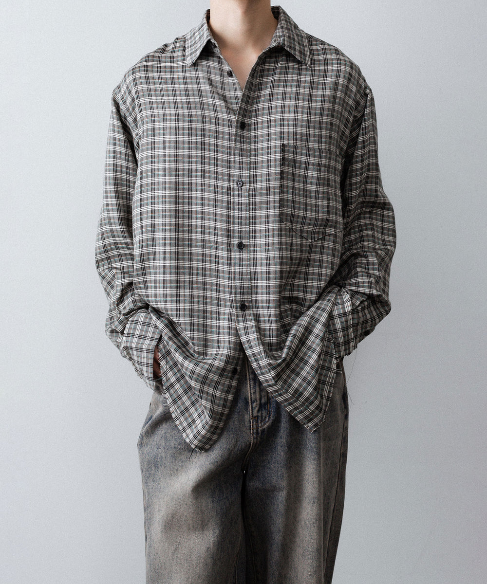 CODA コーダ GREY CHECK VISCOSE RAW EDGES SHIFT SHIRT - GREY CHECK 公式通販サイトsession福岡セレクトショップ