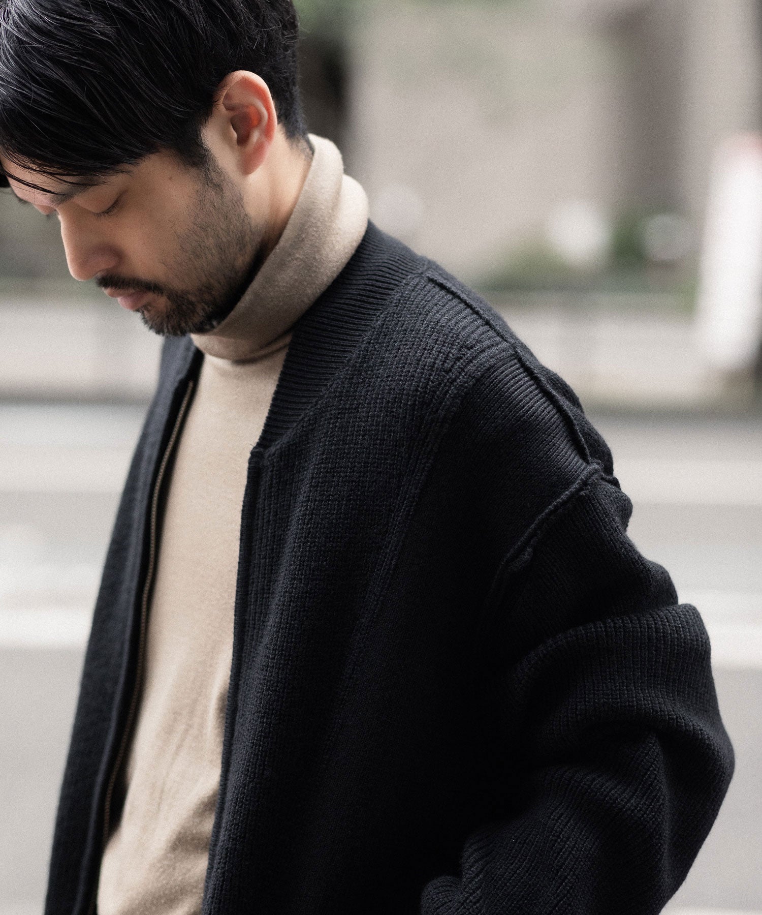 ANTHEM A アンセムエー BULKY WOOL KNIT ZIP BLOUSONのBLACK 公式通販サイトsession福岡セレクトショップ