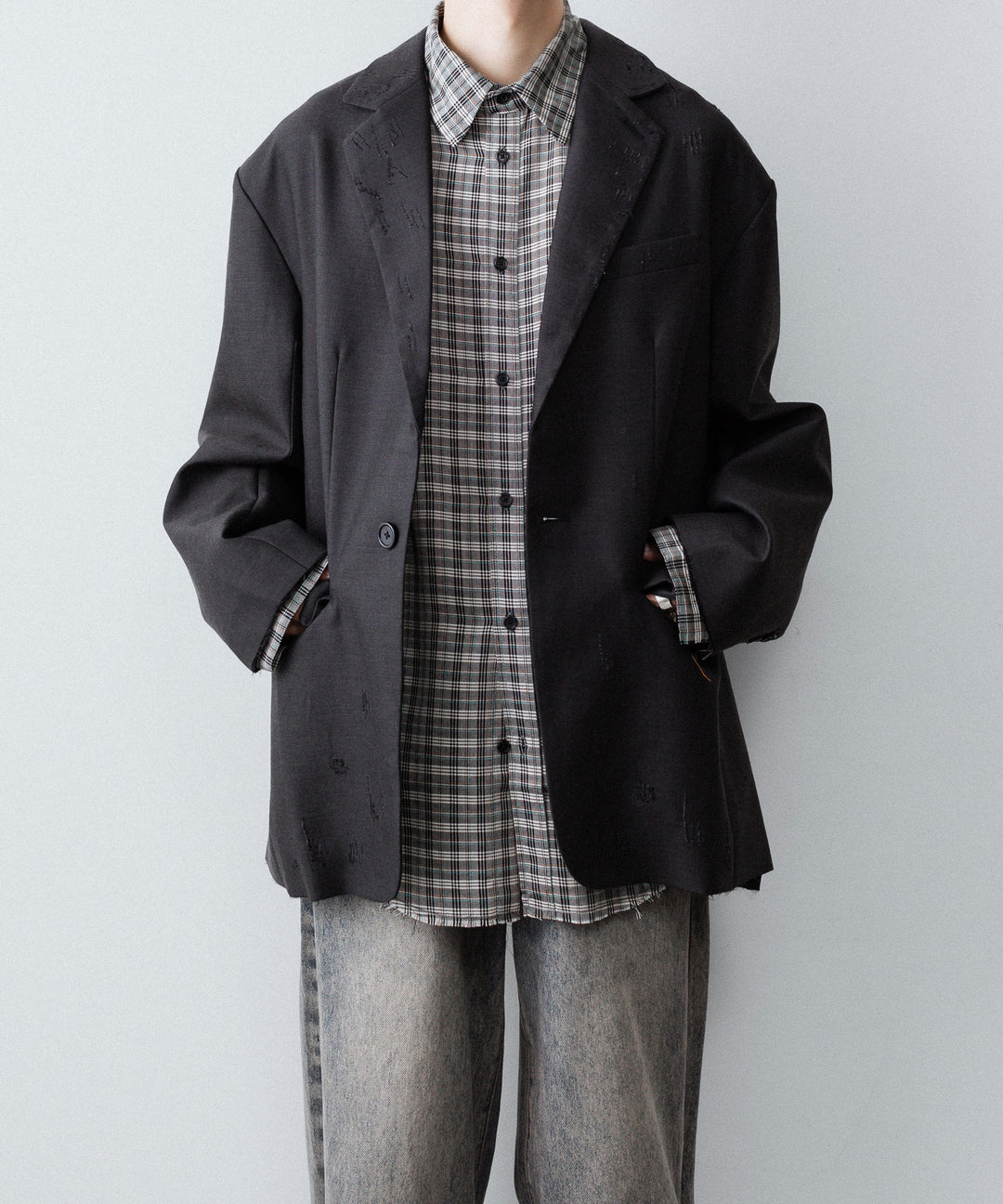 CODA コーダ GREY CHECK VISCOSE RAW EDGES SHIFT SHIRT - GREY CHECK 公式通販サイトsession福岡セレクトショップ