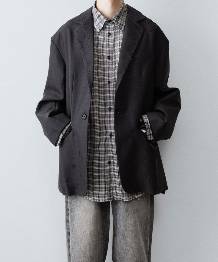 CODA コーダ GREY CHECK VISCOSE RAW EDGES SHIFT SHIRT - GREY CHECK 公式通販サイトsession福岡セレクトショップ