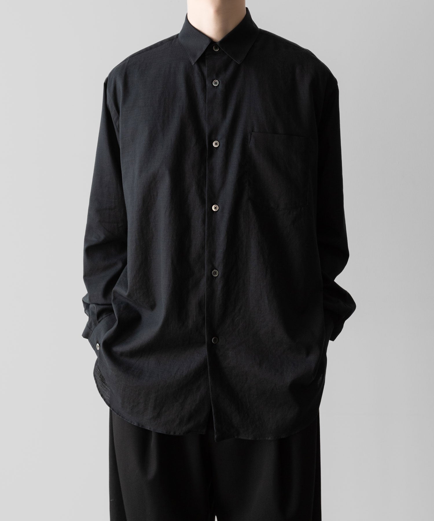 ssstein(シュタイン)のC/SI TWILL OVERSIZED REGULAR COLLAR SHIRT - BLACKの公式通販サイトsession福岡セレクトショップ