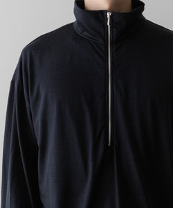 【INTÉRIM】EXTRA FINE MERINO WOOL JERSEY HIGH NECK HALF ZIP - D.NAVY