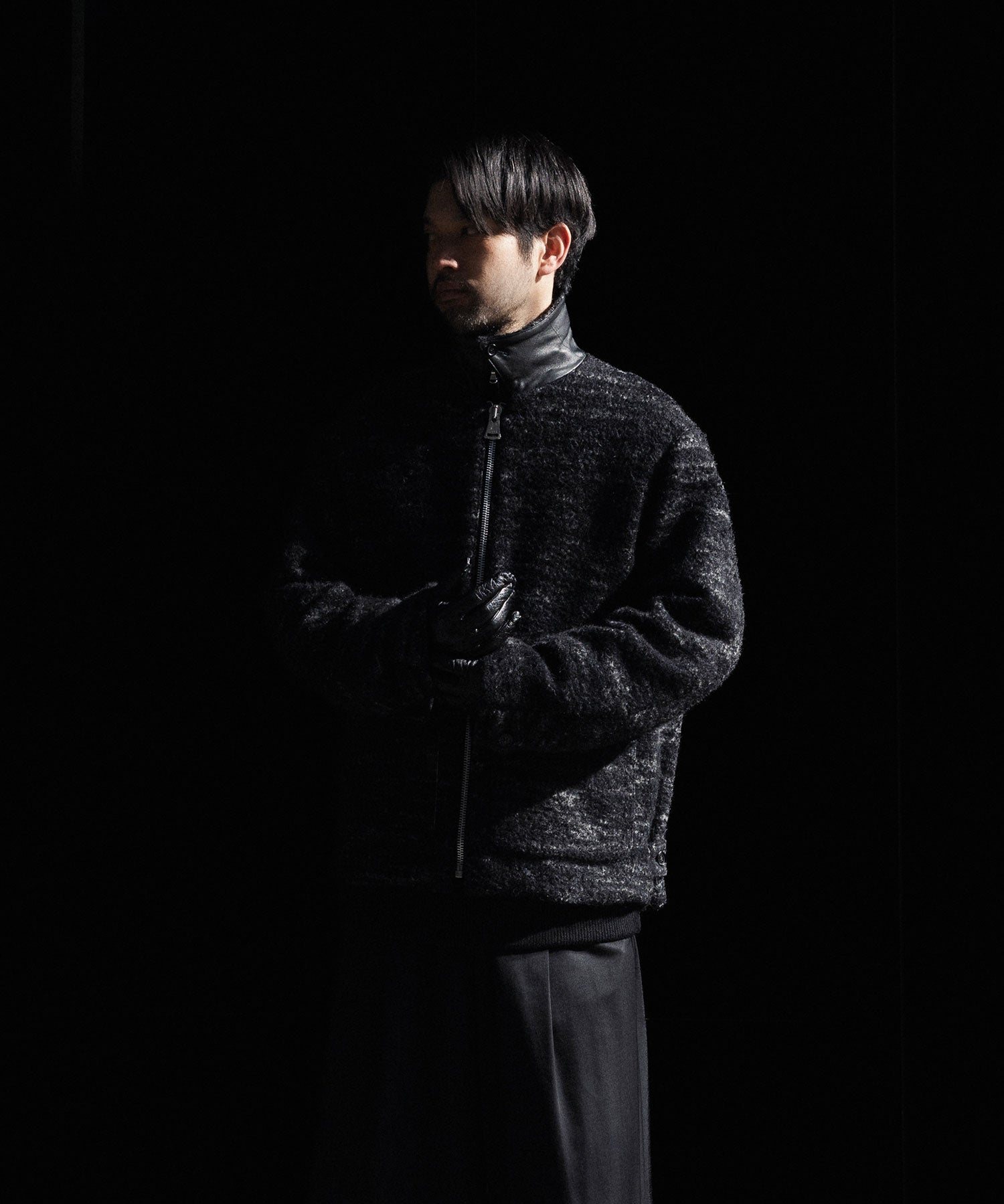 INTÉRIM - インテリムのDOUBLE FACE HAIRY BABY LAMA WOOL SPORTS JACKETのRAW BLACK公式通販サイトsession福岡セレクトショップ