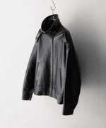 画像をギャラリービューアに読み込む, 【ANTHEM A】LAMB LEATHER MILITARY BLOUSON - BLACK
