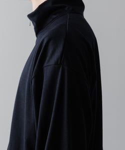 【INTÉRIM】EXTRA FINE MERINO WOOL JERSEY HIGH NECK HALF ZIP - D.NAVY