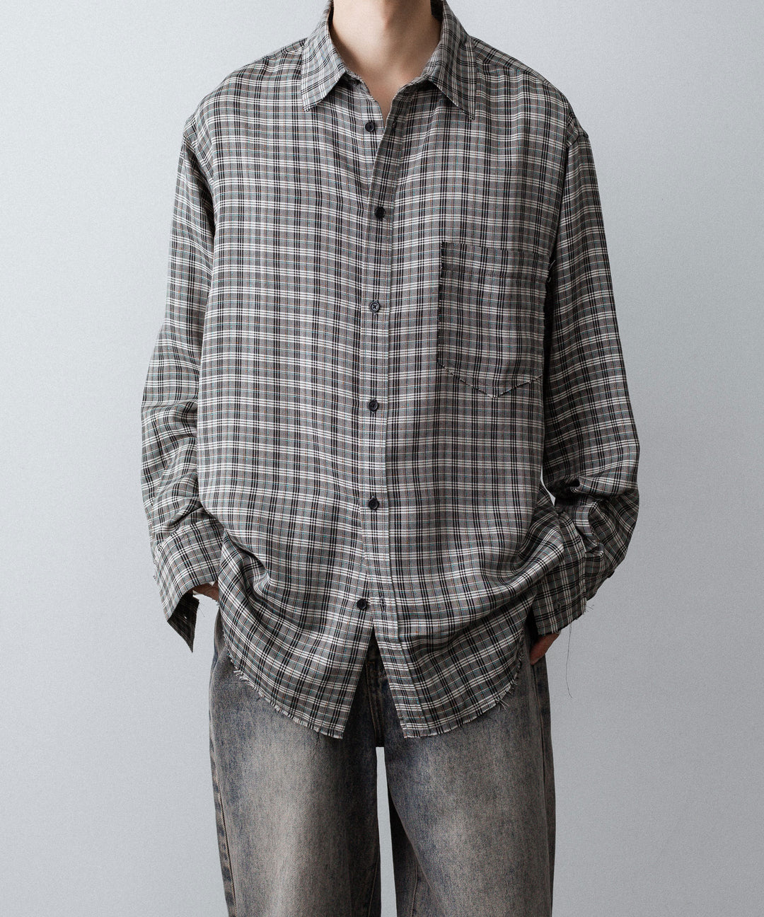 CODA コーダ GREY CHECK VISCOSE RAW EDGES SHIFT SHIRT - GREY CHECK 公式通販サイトsession福岡セレクトショップ
