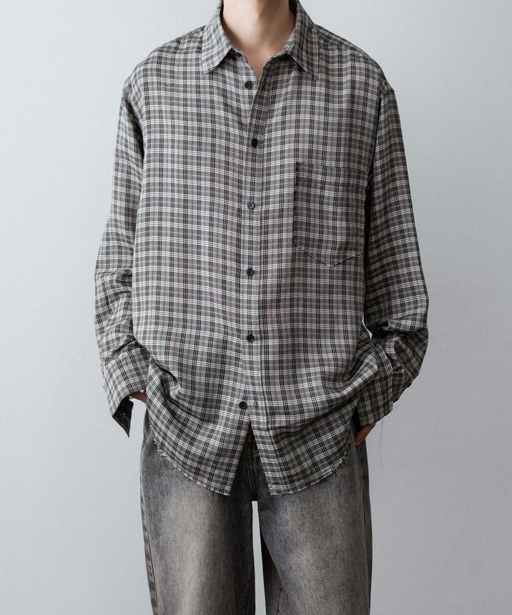 CODA コーダ GREY CHECK VISCOSE RAW EDGES SHIFT SHIRT - GREY CHECK 公式通販サイトsession福岡セレクトショップ