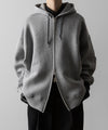 【ssstein】COTTON DOUBLE KNIT TUCKED ZIP HOODIE - TOP GREY