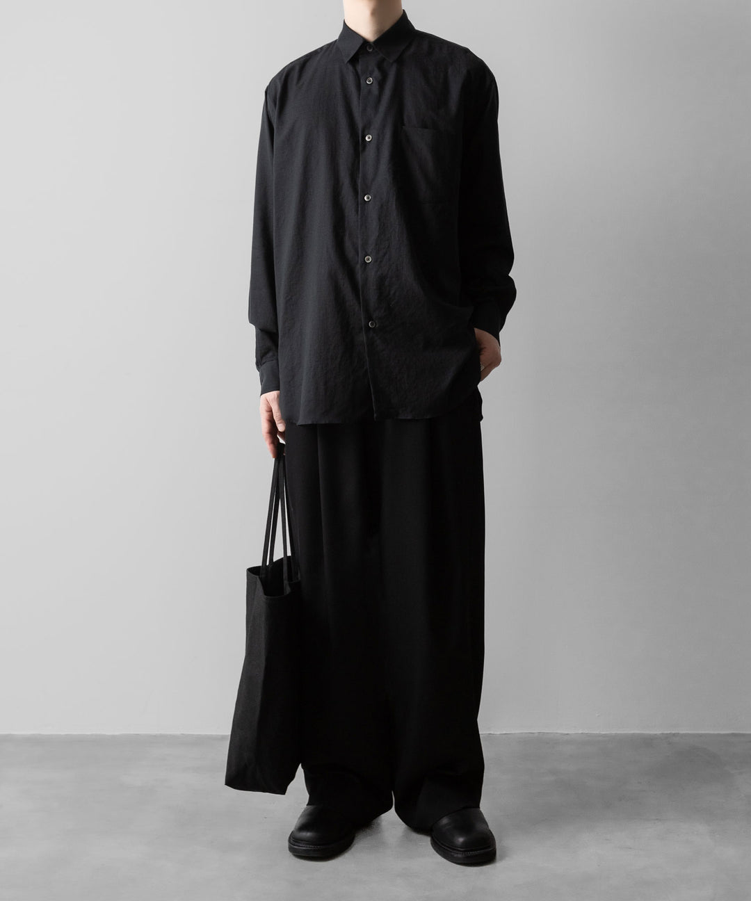 ssstein(シュタイン)のC/SI TWILL OVERSIZED REGULAR COLLAR SHIRT - BLACKの公式通販サイトsession福岡セレクトショップ