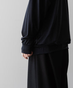 【INTÉRIM】EXTRA FINE MERINO WOOL JERSEY HIGH NECK HALF ZIP - D.NAVY