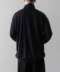 【INTÉRIM】EXTRA FINE MERINO WOOL JERSEY HIGH NECK HALF ZIP - D.NAVY