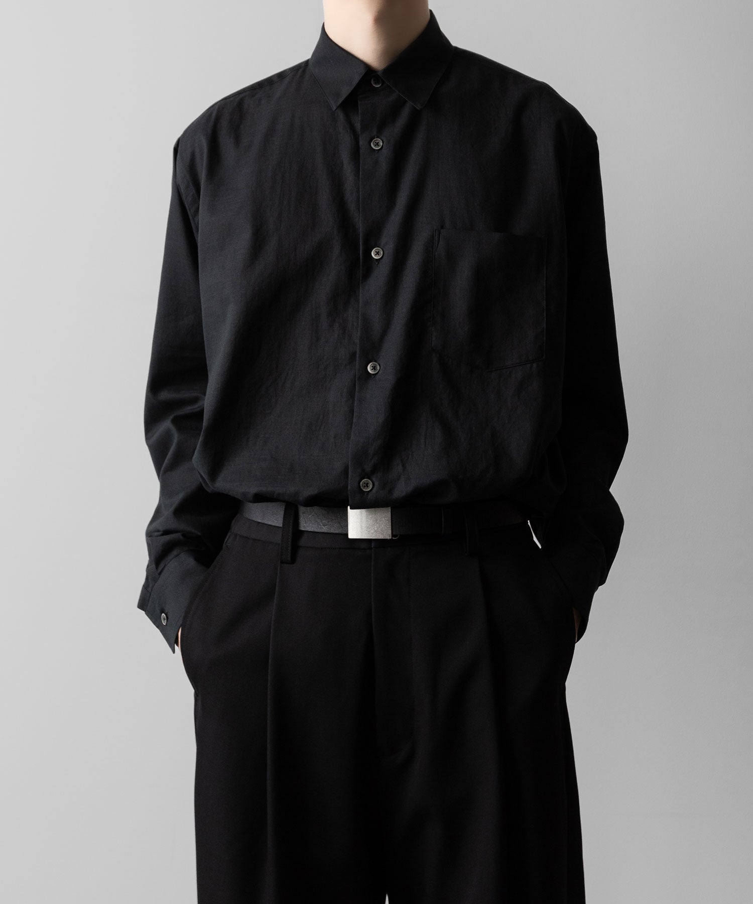 ssstein(シュタイン)のC/SI TWILL OVERSIZED REGULAR COLLAR SHIRT - BLACKの公式通販サイトsession福岡セレクトショップ