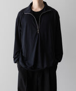 画像をギャラリービューアに読み込む, 【INTÉRIM】EXTRA FINE MERINO WOOL JERSEY HIGH NECK HALF ZIP - D.NAVY
