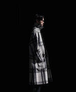 画像をギャラリービューアに読み込む, 【INTÉRIM】HYPER BIG WOOL AND SILK LARGE CHECK CANVAS SINGLE RAGLAN 4PK FLAP COAT -  SHALE CHECK
