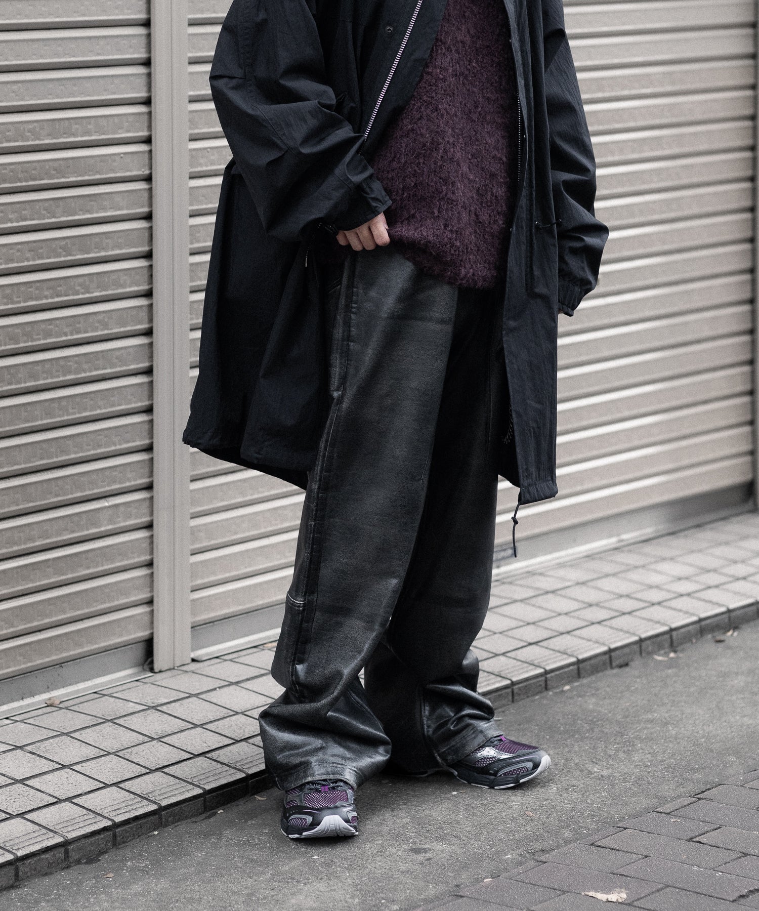 【SUBLATIONS】CRACKING COATED WIDE PANTS - WHITE BASE