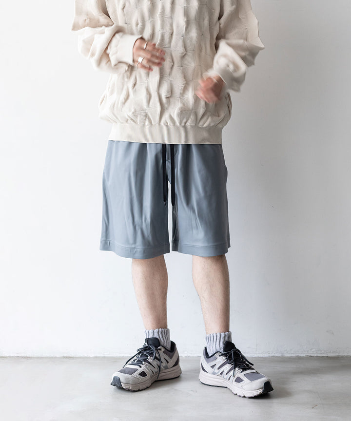 stein(シュタイン)の23AWコレクションLEATHER WIDE EASY SHORT TROUSERSのBLUE GREY