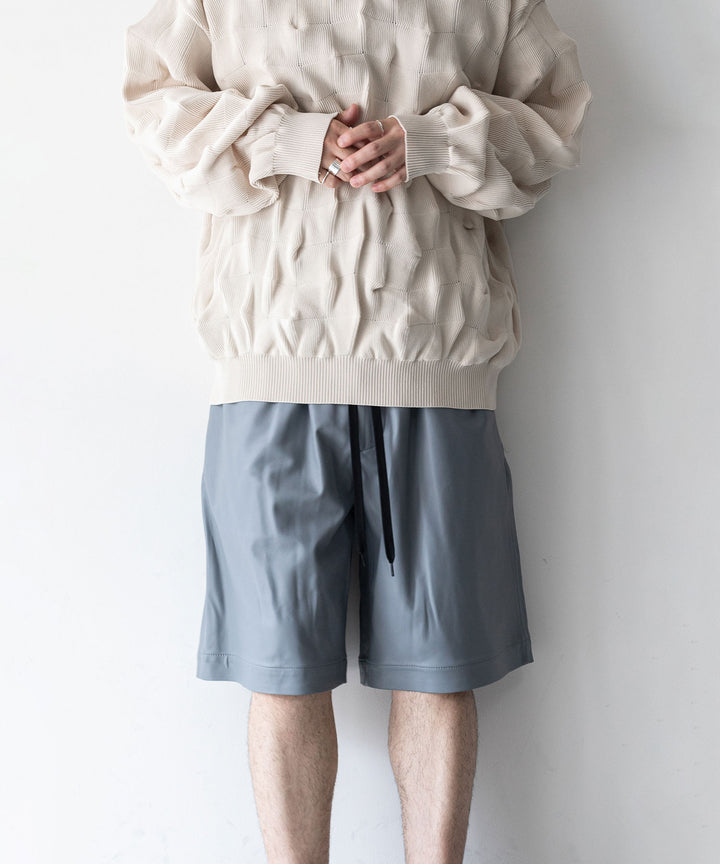 stein(シュタイン)の23AWコレクションLEATHER WIDE EASY SHORT TROUSERSのBLUE GREY