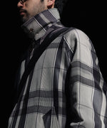 画像をギャラリービューアに読み込む, 【INTÉRIM】HYPER BIG WOOL AND SILK LARGE CHECK CANVAS SINGLE RAGLAN 4PK FLAP COAT -  SHALE CHECK
