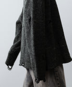 画像をギャラリービューアに読み込む, 【CODA】DARK GREY 90S ROUND NECK THRASHED CARDIGAN - DARK GREY
