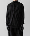 【INTÉRIM】EXTRA FINE MERINO WOOL JERSEY HIGH NECK HALF ZIP - BLACK