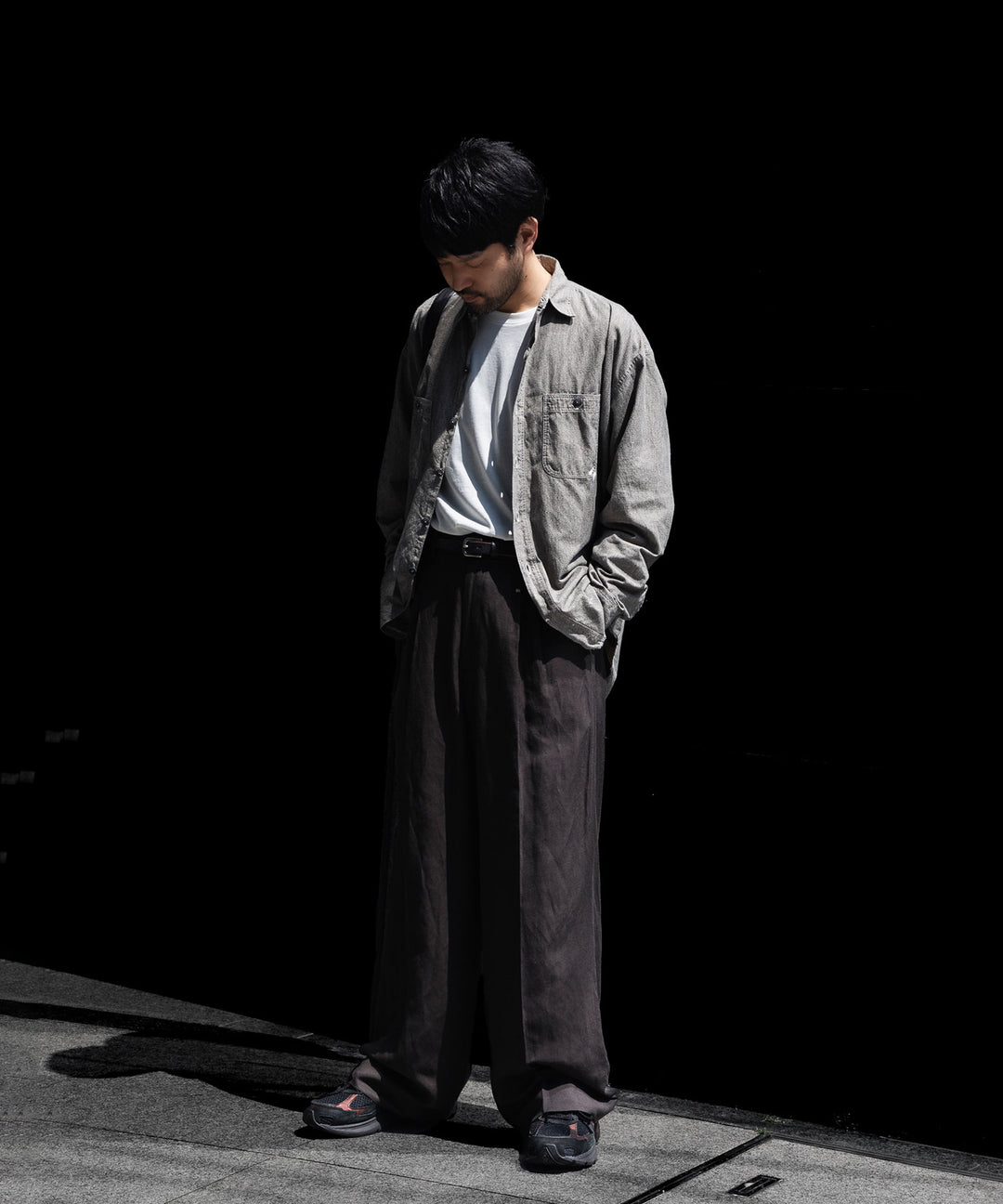 INTÉRIM - インテリムのMILK PAINT VINTAGE WASH BLACK SHUTTLE CHAMBRAY HYPER BIG US NAVY WORK SHIRT TYPE2のGRAY公式通販サイトsession福岡セレクトショップ