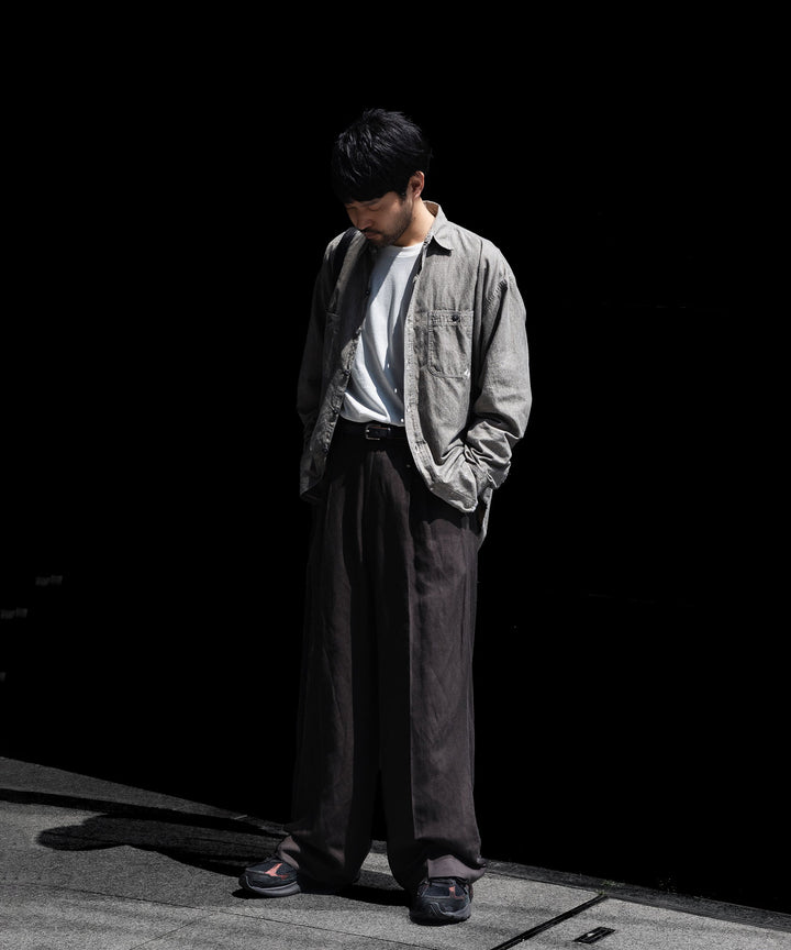 INTÉRIM - インテリムのMILK PAINT VINTAGE WASH BLACK SHUTTLE CHAMBRAY HYPER BIG US NAVY WORK SHIRT TYPE2のGRAY公式通販サイトsession福岡セレクトショップ