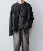 画像をギャラリービューアに読み込む, 【CODA】DARK GREY 90S ROUND NECK THRASHED CARDIGAN - DARK GREY
