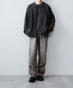 CODA / コーダ】DARK GREY 90S ROUND NECK THRASHED CARDIGAN - DARK