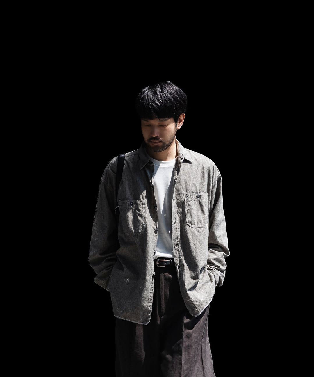 INTÉRIM - インテリムのMILK PAINT VINTAGE WASH BLACK SHUTTLE CHAMBRAY HYPER BIG US NAVY WORK SHIRT TYPE2のGRAY公式通販サイトsession福岡セレクトショップ