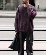 画像をギャラリービューアに読み込む, 【ANTHEM A】MIX FUR MOLE KNIT CREWNECK - DARK CHERRY
