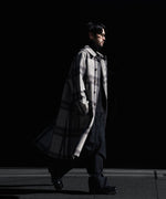 画像をギャラリービューアに読み込む, 【INTÉRIM】HYPER BIG WOOL AND SILK LARGE CHECK CANVAS SINGLE RAGLAN 4PK FLAP COAT -  SHALE CHECK
