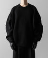 【ssstein】COTTON DOUBLE KNIT TUCKED CREW NECK LS - BLACK