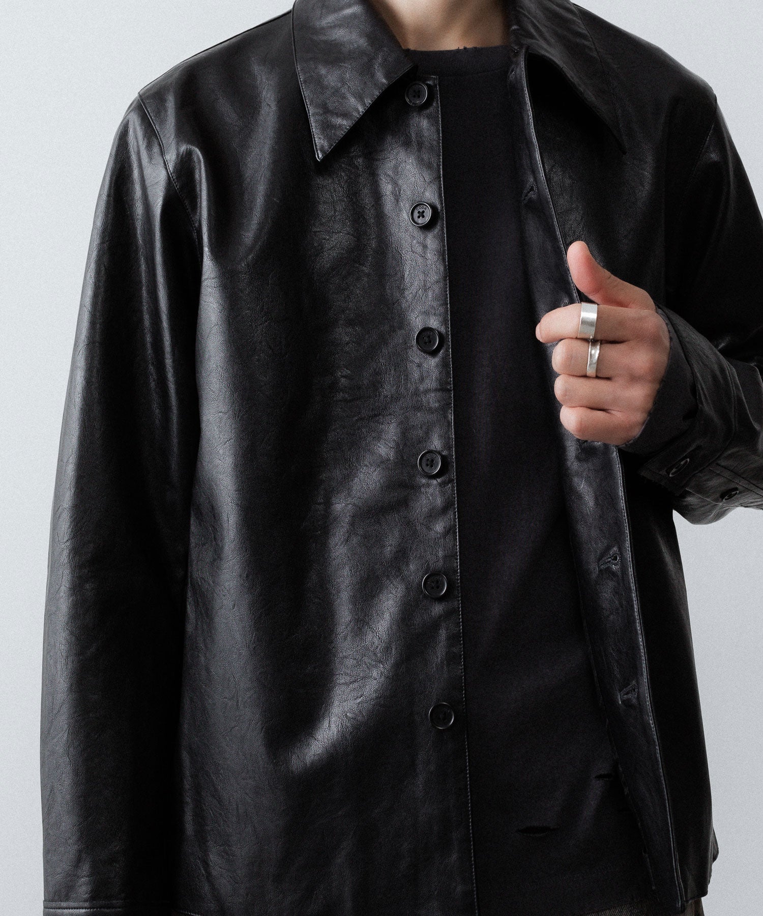 CODA コーダ BLACK SYNTHETIC LEATHER CUT OUT TIERED JACKETのBLACK 公式通販サイトsession福岡セレクトショップ