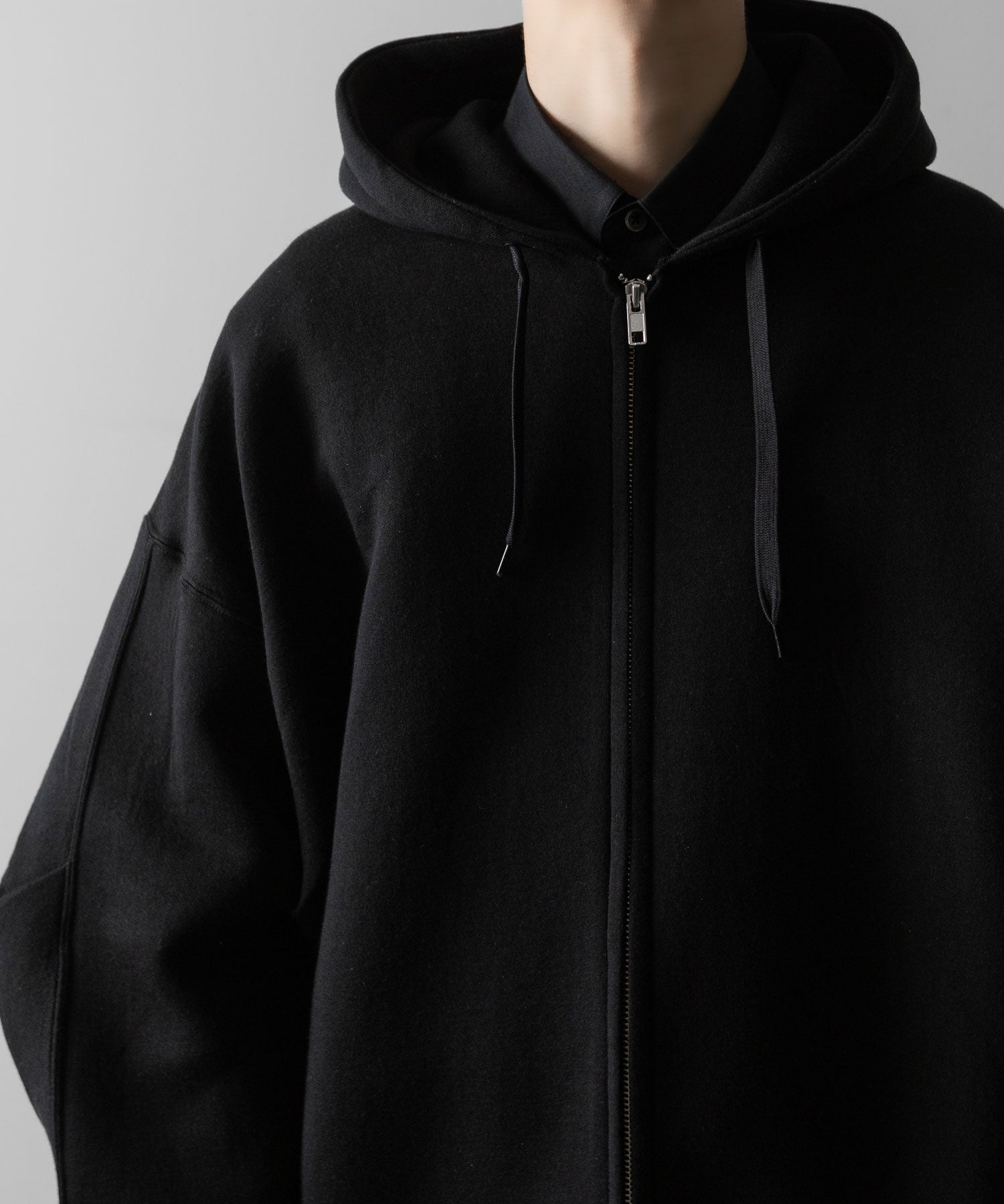 ssstein(シュタイン)のCOTTON DOUBLE KNIT TUCKED ZIP HOODIE - BLACKの公式通販サイトsession福岡セレクトショップ