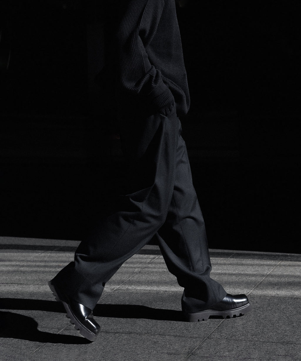 INTÉRIM インテリム MILITARY WOOL SERGE 1-TUCK FRENCH ARMY WIDE TAPERED TROUSERのBLACK 公式通販サイトsession福岡セレクトショップ