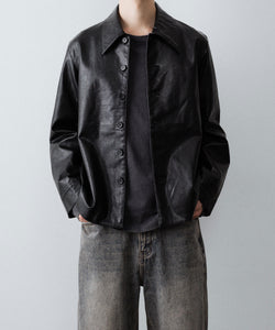 CODA / コーダ】BLACK SYNTHETIC LEATHER CUT OUT TIERED JACKET