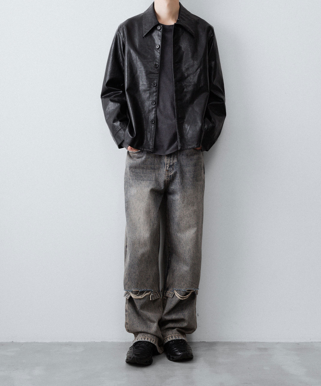 CODA コーダ BLACK SYNTHETIC LEATHER CUT OUT TIERED JACKETのBLACK 公式通販サイトsession福岡セレクトショップ