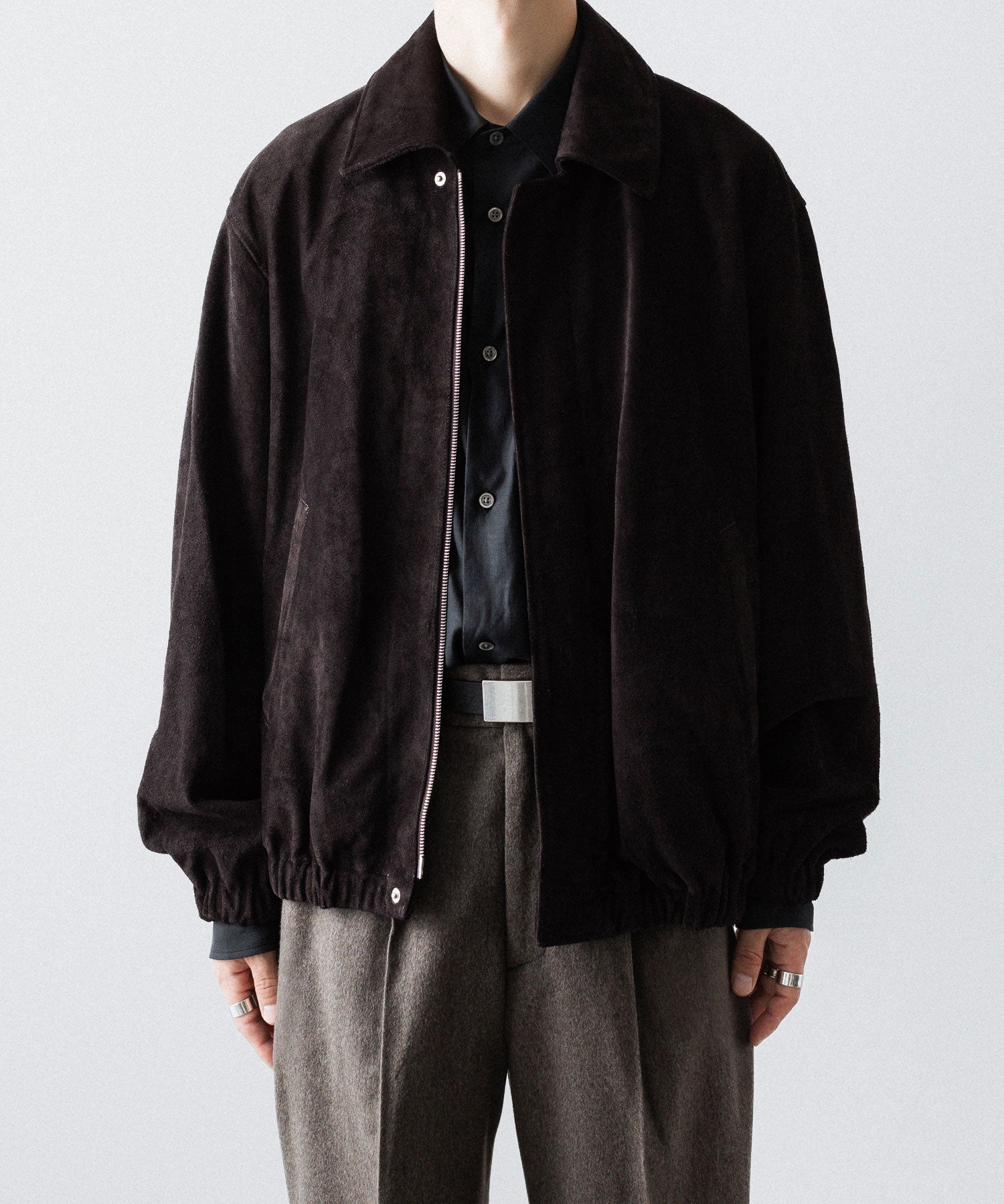 ssstein / シュタイン】COW SUEDE ZIP SHORT JACKET - DARK BROWN