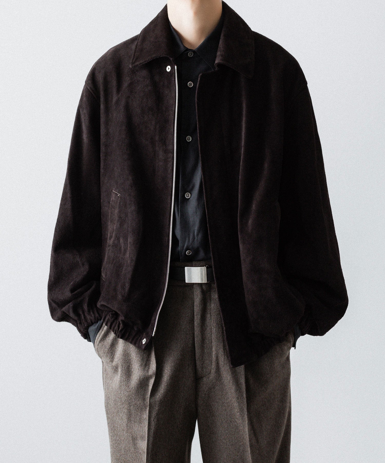 ssstein / シュタイン】COW SUEDE ZIP SHORT JACKET - DARK BROWN