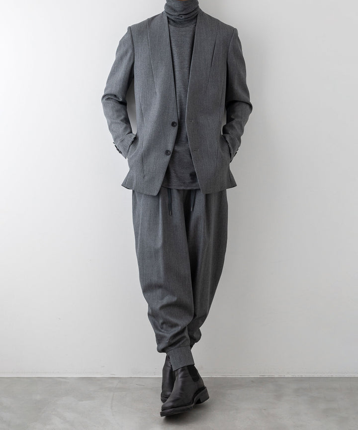 ato(アトウ)のWOOL TWILL NO COLLAR JACKETのCHARCOAL