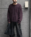 【ANTHEM A】MIX FUR MOLE KNIT CREWNECK - DARK CHERRY